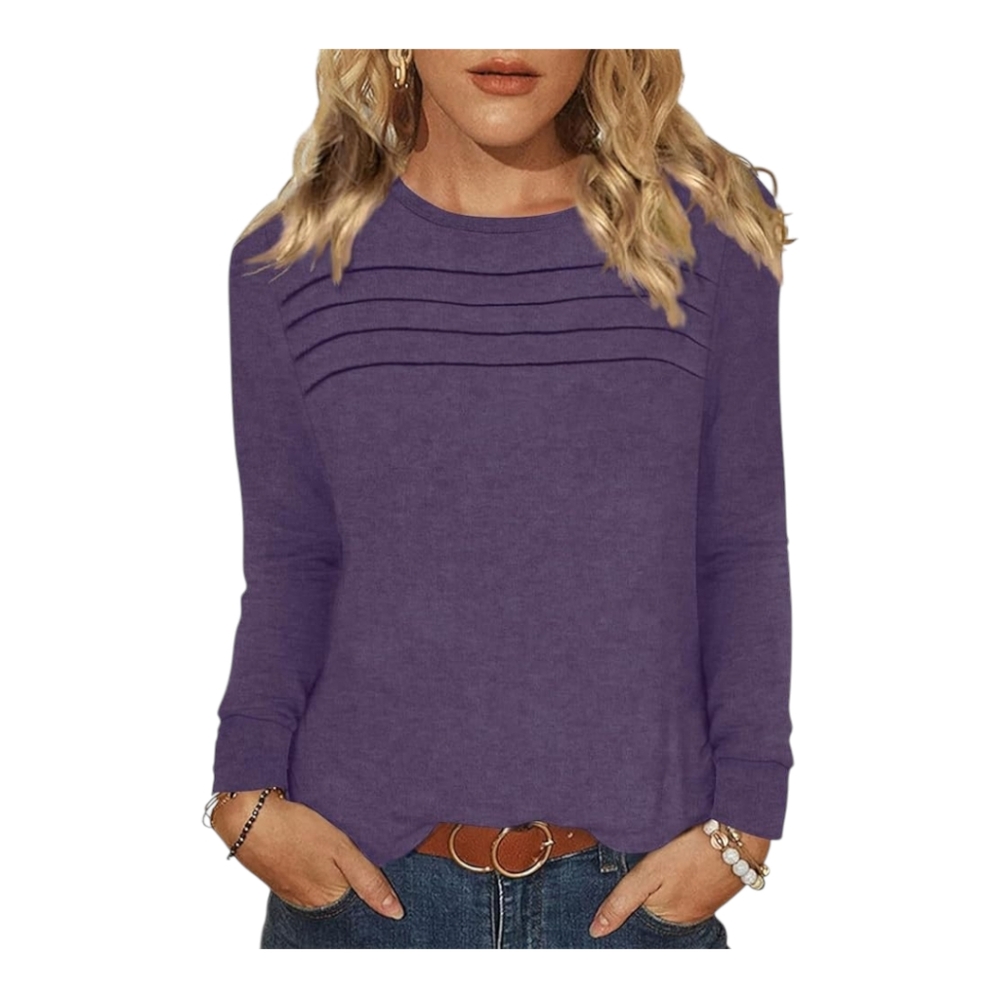 Ysyokow Long Sleeve Tops Dressy Casual Shirts Fashion Women Purple Small